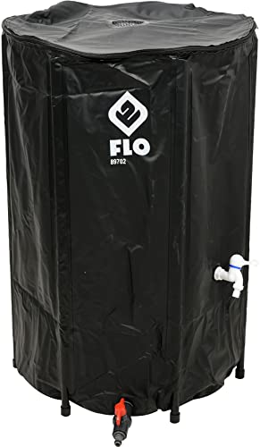 FLO Faltbare Regentonne mit Hahn, Filter und Überlaufschutz, Volumen 250 Liter, massives PVC, stabile Füße, Ø60 x 88 cm, UV-resistent, Wassertonne Regenwasser Tank Fass Regenfass Zisterne von FLO