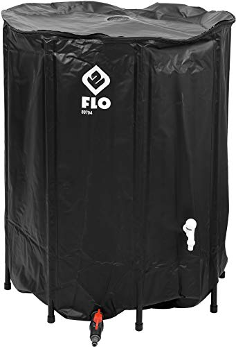 FLO Faltbare Regentonne mit Hahn, Filter und Überlaufschutz, Volumen 500 Liter, massives PVC, stabile Füße, Ø80 x 98 cm, UV-resistent, Wassertonne Regenwasser Tank Fass Regenfass Zisterne von FLO