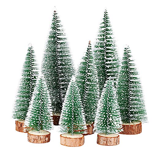 FLOFIA 8STK Weihnachtsbaum Mini Künstlich 3 Größe Miniatur Tannenbaum Grün Mini Christbaum Tree Klein Weihnachtsdeko Figuren 10/15 /20 cm von FLOFIA