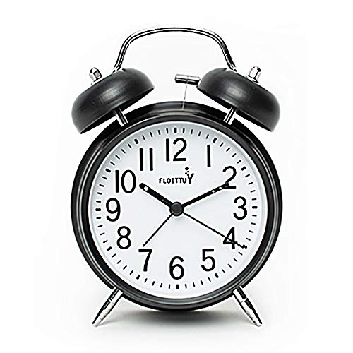 FLOITTUY {Lauter Alarm für Tiefschläfer) 10,2 cm Doppelglockenwecker mit Hintergrundbeleuchtung für Schlafzimmer und Heimdekoration (schwarz) von FLOITTUY