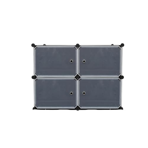 Schuhschrank – 4 Fächer – 81 x 65 cm – Stylisch & Platzsparend – Kunststoffschrank mit Türen – Schwarz/Grau von FLOKOO