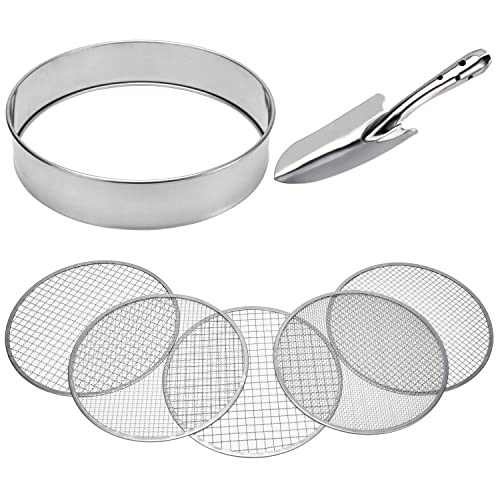 Bodensieb Edelstahl Riddle Sieb Set Garten Pflanzsieb 30,5 cm Durchmesser mit 5 austauschbaren Filtergittergrößen 3,6,9,10,12 mm und Schaufel Bodensieb Edelstahl Riddle Sieb Set Garten Pflanzsieb 30,5 cm Durchmesser mit 5 austauschbaren Filtergittergrößen 3,6,9,10,12 mm und Schaufel von FLOLXNB