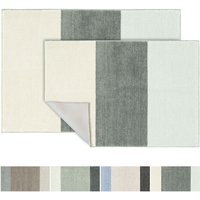 Floordirekt - Badematte Horizont Hellgrau/Grau/Creme 50 x 80 cm - Hellgrau von FLOORDIREKT