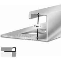 Fliesenprofil G-Form Silber Hochglanz Höhe: 6 mm 5 Stück à 2,5 m - Silber Hochglanz von FLOORDIREKT