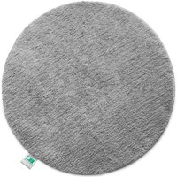 Badematte Sky Badteppich in Rund Silbergrau 120 cm Durchmesser von FLOORDIREKT