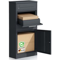 Floordirekt - Paketbox mit Briefkasten Francois Wasserdichter Paketbriefkasten aus Stahl, abschließbar & freistehend in Anthrazit von FLOORDIREKT