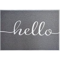 Floordirekt - Vinyl Spaghettimatte In Zwei Farben, Mit oder Ohne Aufdruck Grau Hello 90 x 120 cm Floordirekt - Vinyl Spaghettimatte In Zwei Farben, Mit oder Ohne Aufdruck Grau Hello 90 x 120 cm von FLOORDIREKT