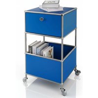 Metallregal Concept Epure MK-145 3-stöckiger Rollcontainer mit Schublade & Ablagen Blau von FLOORDIREKT