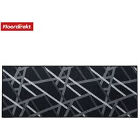 Floordirekt - Teppich-Läufer nach Maß Printed Anthrazit mit Streifen 67 x 400 cm von FLOORDIREKT