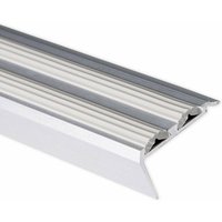 Floordirekt - Treppenkantenprofil mit Doppel-Gummieinlage Power Grip Länge: 90 cm Vorgebohrt Grau - Silber/Grau von FLOORDIREKT