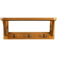 Wandregal Rustic Mit Kleiderhaken 40 x 15 x 16 cm - Braun von FLOORDIREKT