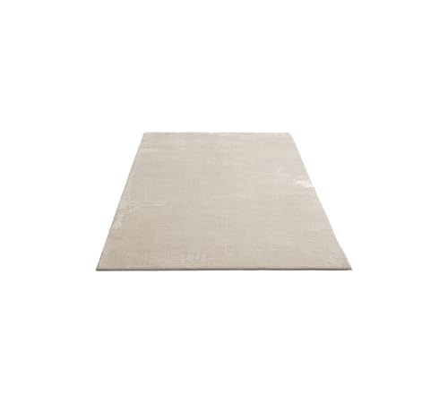 FLOORNOVO Hochflor Teppich Beige einfarbig - 200 x 140 cm - Besonders Weicher Teppich Wohnzimmer & Badezimmerteppich - Pflegeleicht - vielseitig einsetzbar im Innenbereich von FLOORNOVO