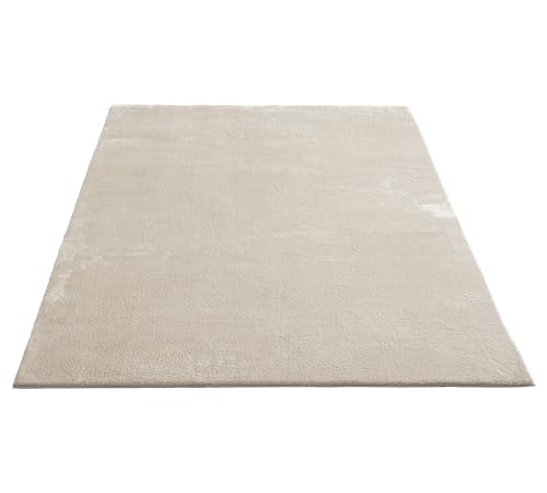FLOORNOVO Hochflor Teppich Beige einfarbig - 340 x 240 cm - Besonders Weicher Teppich Wohnzimmer & Badezimmerteppich - Pflegeleicht - vielseitig einsetzbar im Innenbereich von FLOORNOVO