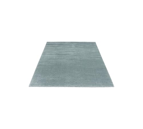 FLOORNOVO Hochflor Teppich Blau einfarbig - 170 x 120 cm - Besonders Weicher Teppich Wohnzimmer & Badezimmerteppich - Pflegeleicht - vielseitig einsetzbar im Innenbereich von FLOORNOVO