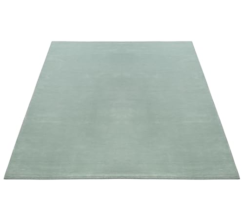 FLOORNOVO Hochflor Teppich Grün einfarbig - 290 x 200 cm - Besonders Weicher Teppich Wohnzimmer & Badezimmerteppich - Pflegeleicht - vielseitig einsetzbar im Innenbereich von FLOORNOVO