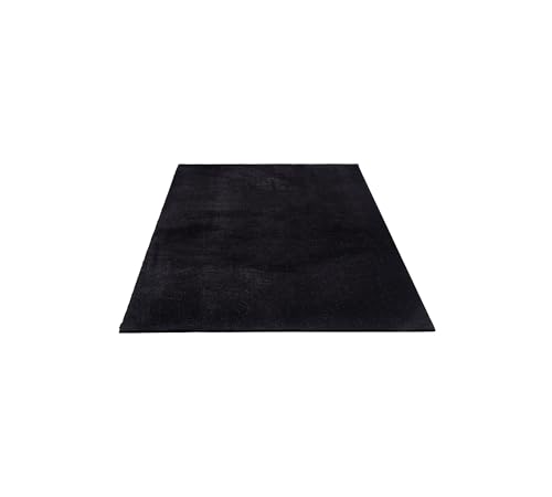 FLOORNOVO Hochflor Teppich Schwarz einfarbig - 200 x 140 cm - Besonders Weicher Teppich Wohnzimmer & Badezimmerteppich - Pflegeleicht - vielseitig einsetzbar im Innenbereich von FLOORNOVO