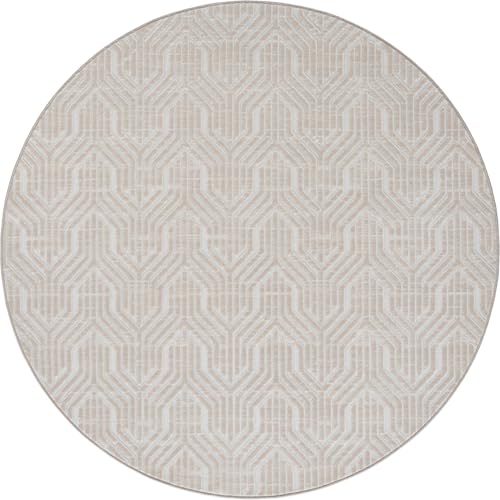 FLOORNOVO Hochflor Teppich rund Gemustert - Ø 200 cm - Besonders Weicher Teppich Wohnzimmer & Badezimmerteppich - Pflegeleicht - vielseitig einsetzbar im Innenbereich von FLOORNOVO