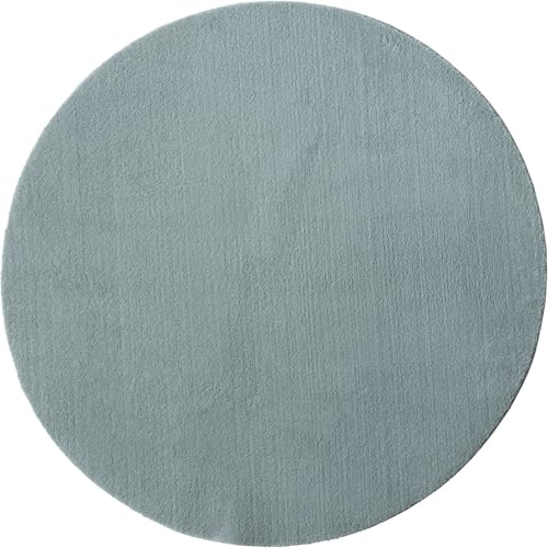 FLOORNOVO Hochflor Teppich rund einfarbig - Ø 200 cm - Besonders Weicher Teppich Wohnzimmer & Badezimmerteppich - Pflegeleicht - vielseitig einsetzbar im Innenbereich von FLOORNOVO