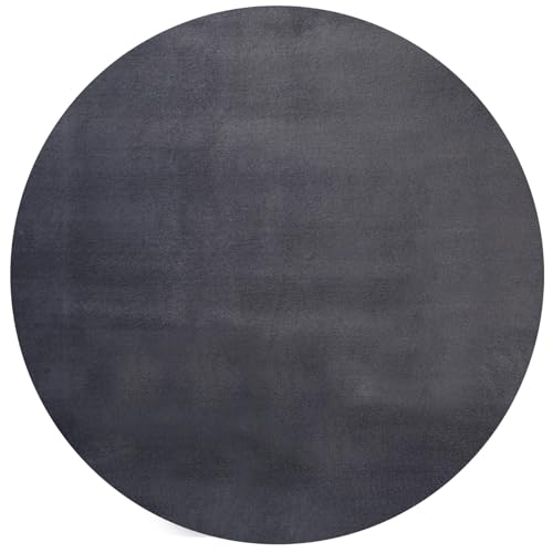 FLOORNOVO Hochflor Teppich rund einfarbig - Ø 200 cm - Besonders Weicher Teppich Wohnzimmer & Badezimmerteppich - Pflegeleicht - vielseitig einsetzbar im Innenbereich von FLOORNOVO
