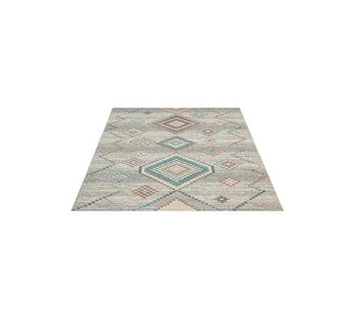 FLOORNOVO In- & Outdoor Teppich Beige Gemustert - 200 x 140 cm - Flachgewebe für Garten Balkon Terrasse und Innenbereich - Robust & Pflegeleicht - vielseitig einsetzbar im Innen- und Außenbereich von FLOORNOVO