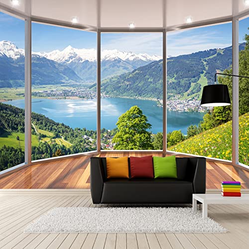 Benutzerdefinierte 3D Wandbild Tapete Balkon Französisch Fenster Natur Landschaft Fototapete Wohnzimmer Schlafzimmer Wohnkultur-300Cmx210Cm von FLOOTS