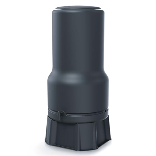 Regentonne rund Regenwassertank Basic Komplett-Set mit 200 Liter Volumen in der Farbe anthrazit ist aus UV- und witterungsbeständigem Material mit kindersicherem Deckel Regentonne rund Regenwassertank Basic Komplett-Set mit 200 Liter Volumen in der Farbe anthrazit ist aus UV- und witterungsbeständigem Material mit kindersicherem Deckel von FLORANTIA
