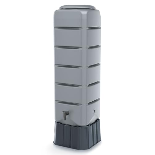 Regentonne Regenwassertank Standard eckig Komplett-Set mit 120 Liter Volumen in der Farbe grau ist aus UV- und witterungsbeständigem Material mit kindersicherem Deckel Regentonne Regenwassertank Standard eckig Komplett-Set mit 120 Liter Volumen in der Farbe grau ist aus UV- und witterungsbeständigem Material mit kindersicherem Deckel von FLORANTIA