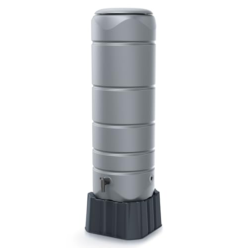 Regentonne rund Regenwassertank Standard rund Komplett-Set mit 110 Liter Volumen in der Farbe grau ist aus UV- und witterungsbeständigem Material mit kindersicherem Deckel Regentonne rund Regenwassertank Standard rund Komplett-Set mit 110 Liter Volumen in der Farbe grau ist aus UV- und witterungsbeständigem Material mit kindersicherem Deckel von FLORANTIA