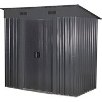 FLORAWORLD Gerätehaus, Metall, BxHxT: 238 x 196 x 132 cm (Außenmaße inkl. Dachüberstand) - grau von FLORAWORLD
