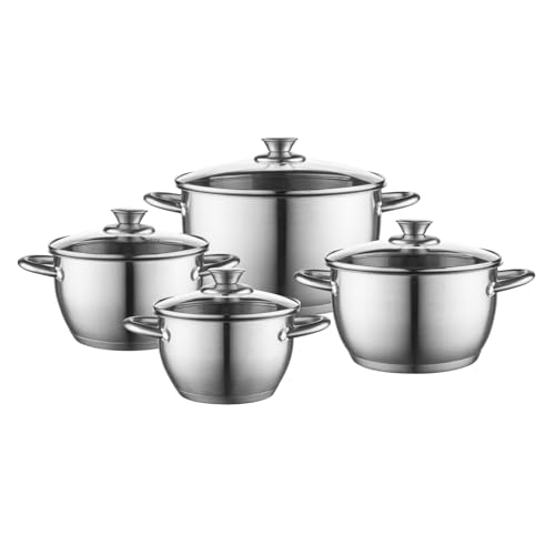 FLORINA 5K6542 Henry Kochtopf Set Edelstahl 8-Teilig Induktion 4 Topfe 4 Glasdeckel Geeignet für alle Herdarten Spülmaschinenfest FLORINA 5K6542 Henry Kochtopf Set Edelstahl 8-Teilig Induktion 4 Topfe 4 Glasdeckel Geeignet für alle Herdarten Spülmaschinenfest von FLORINA