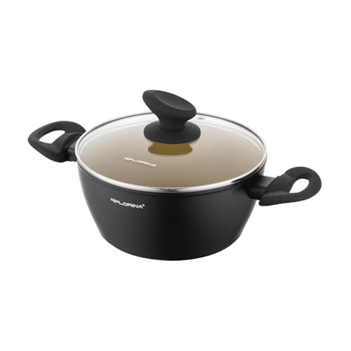FLORINA AMVEGAN Aluminiumtopf 20 cm I 2,1L I Hohe Haltbarkeit I Glasdeckel I Olivenöl-Keramikbeschichtung I Einfaches Kochen & Spülen I Für alle Herdarten I Originales Design FLORINA AMVEGAN Aluminiumtopf 20 cm I 2,1L I Hohe Haltbarkeit I Glasdeckel I Olivenöl-Keramikbeschichtung I Einfaches Kochen & Spülen I Für alle Herdarten I Originales Design von FLORINA