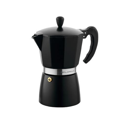 FLORINA Aluminium Espressokocher 6 Tassen (300 ml) I Herdplatten Espressomaschine MACCHIATO I Espresso Kaffeekanne zur Zubereitung von Italienischen Espresso I Geeignet für Keramikherd Elektroherd Gas von FLORINA