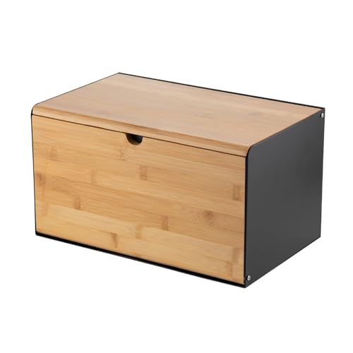 Florina Brotkasten BRUSTO 35,5 x 21,5 x 19,5 cm I Brotbox aus Stahl und Bambus-Deckel I Geräumiger und moderner Brotbehälter I Brotaufbewahrung Länger Frisch I Brotdose für Küche I Farbe: Schwarz Florina Brotkasten BRUSTO 35,5 x 21,5 x 19,5 cm I Brotbox aus Stahl und Bambus-Deckel I Geräumiger und moderner Brotbehälter I Brotaufbewahrung Länger Frisch I Brotdose für Küche I Farbe: Schwarz von FLORINA