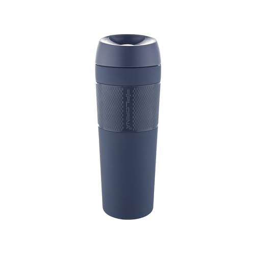 FLORINA Edelstahl Thermobecher 450 ml | Isolierbecher LEO aus Edelstahl | Auslaufsicherer Reisebecher mit Deckel | Travel Mug Thermobehälter | Schlanker Kaffeebecher To Go | Farbe: Mattblau von FLORINA