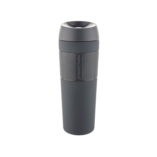 FLORINA Edelstahl Thermobecher 450 ml | Isolierbecher LEO aus Edelstahl | Auslaufsicherer Reisebecher mit Deckel | Travel Mug Thermobehälter | Schlanker Kaffeebecher To Go | Farbe: Mattgrau von FLORINA