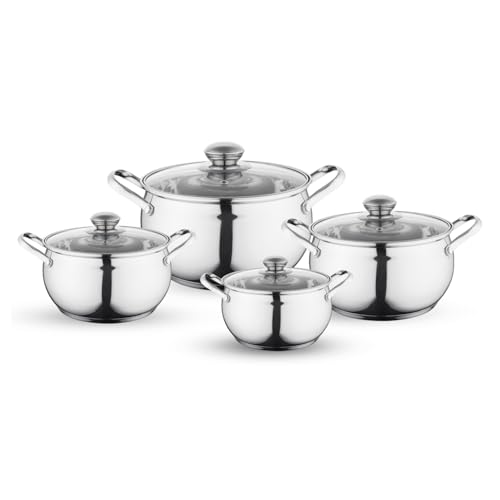 FLORINA Kochtopf Set MARON I 8-teiliges Topfset aus hochwertigem Edelstahl I Kochtöpfe mit Glasdeckel und Messbecher I Spülmaschinengeeignet I Ideal für Induktionsherd, Gasherd, Elektroherd FLORINA Kochtopf Set MARON I 8-teiliges Topfset aus hochwertigem Edelstahl I Kochtöpfe mit Glasdeckel und Messbecher I Spülmaschinengeeignet I Ideal für Induktionsherd, Gasherd, Elektroherd von FLORINA