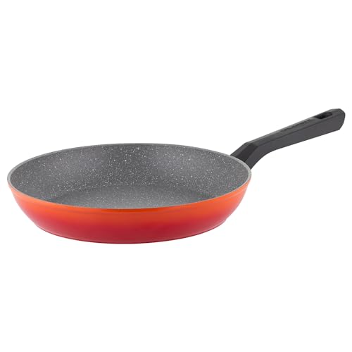 FLORINA Aluminium Bratpfanne 28 cm Durchmesser I Universalpfanne CHILI I Antihaftbeschichtung Stein-Imitierend I Punktinduktion I Pfanne Geeignet für Induktionsherd, Gasherd und Elektroherd (Orange) von FLORINA