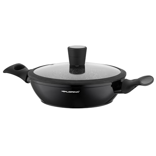 FLORINA Aluminium Topf (1,6 l) 20 cm I Kochtopf MAGNUM mit Silikon Glasdeckel I Antihaftbeschichtet I Niedriger Topf mit Softtouch Griffen I Nudeltopf Suppentopf I Für alle Herdarten & Induktion von FLORINA