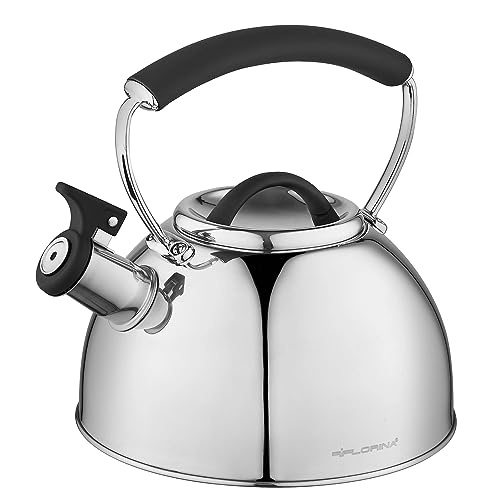 Florina Induction Kettle, Whistling Kettle, All Hob Types, 2.3 L, Stainless Steel Tea Kettle, Cool Touch Handle, for Tea Coffee, Glass Ceramic Hob, Gas, Electric Hob von FLORINA