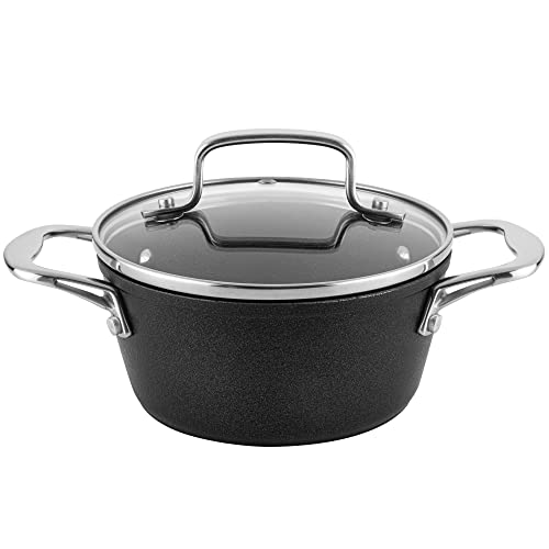 Florina Vidar Hohe Kochtopf Induktion 28 cm, 6,1 L, Aluminium, Glasdeckel, Antihaft-Steinstruktur ohne PFOA, Geeignet für alle Herdarten, Glaskeramik, Gas von Florina