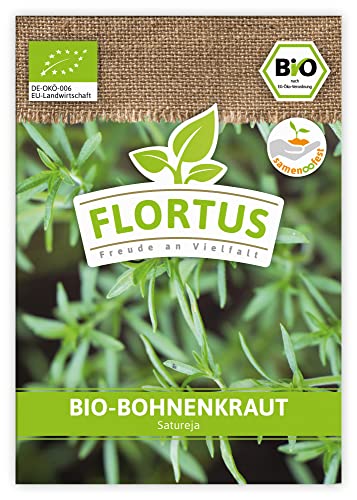 FLORTUS BIO Bohnenkraut | Kräutersamen | Bohnenkrautsamen | Bio Saatgut aus Pflanzensamen | Samen zur Anzucht für Garten, Balkon, Küche & Fensterbank von FLORTUS Freude an Vielfalt