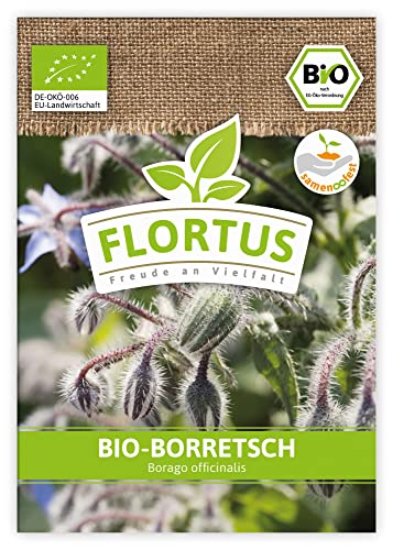 FLORTUS BIO Borretsch | Kräutersamen | Borretschsamen | Bio Saatgut aus Pflanzensamen | Samen zur Anzucht für Garten, Balkon, Küche & Fensterbank von FLORTUS Freude an Vielfalt