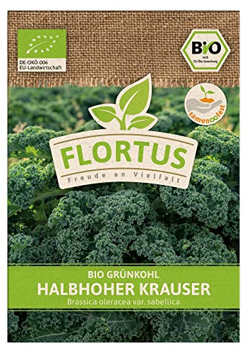 FLORTUS BIO Grünkohl Halbhoher Krauser | Gemüsesamen | Kohlsamen | Grünkohlsamen | Samen zur Anzucht für Garten, Balkon, Küche & Fensterbank von FLORTUS Freude an Vielfalt