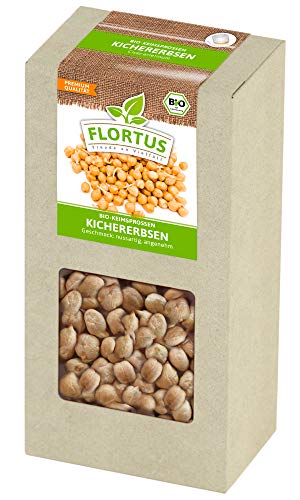 FLORTUS BIO Keimsprossen Kichererbse (200 g) | Gesunde & leckere Keimsprossen | Sprossensaat | Keimsprossen | Keimsaaten von FLORTUS Freude an Vielfalt