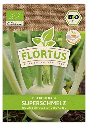FLORTUS BIO Kohlrabi Superschmelz | Gemüsesamen | Kohlsamen | Kohlrabisamen | Samen zur Anzucht für Garten, Balkon, Küche & Fensterbank von FLORTUS Freude an Vielfalt