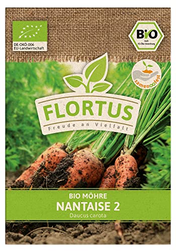 FLORTUS BIO Möhre Nantaise 2 | Gemüsesamen | Möhrensamen | Samen zur Anzucht für Garten, Balkon, Küche & Fensterbank von FLORTUS Freude an Vielfalt