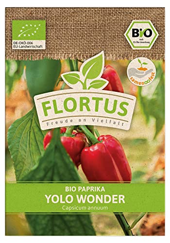 FLORTUS BIO Paprika Yolo Wonder | Gemüsesamen | Paprikasamen | Samen zur Anzucht für Garten, Balkon, Küche & Fensterbank von FLORTUS Freude an Vielfalt