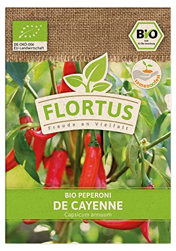 FLORTUS BIO Peperoni De Cayenne | Gemüsesamen | Peperonisamen | Samen zur Anzucht für Garten, Balkon, Küche & Fensterbank von FLORTUS Freude an Vielfalt