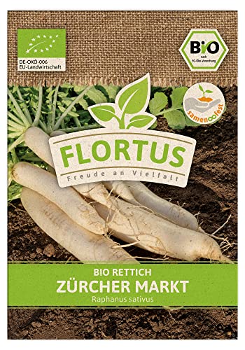 FLORTUS BIO Rettich Zürcher Markt | Gemüsesamen | Rettichsamen | Samen zur Anzucht für Garten, Balkon, Küche & Fensterbank von FLORTUS Freude an Vielfalt
