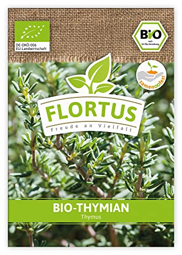 FLORTUS BIO Thymian | Kräutersamen | Thymiansamen | Bio Saatgut aus Pflanzensamen | Samen zur Anzucht für Garten, Balkon, Küche & Fensterbank von FLORTUS Freude an Vielfalt